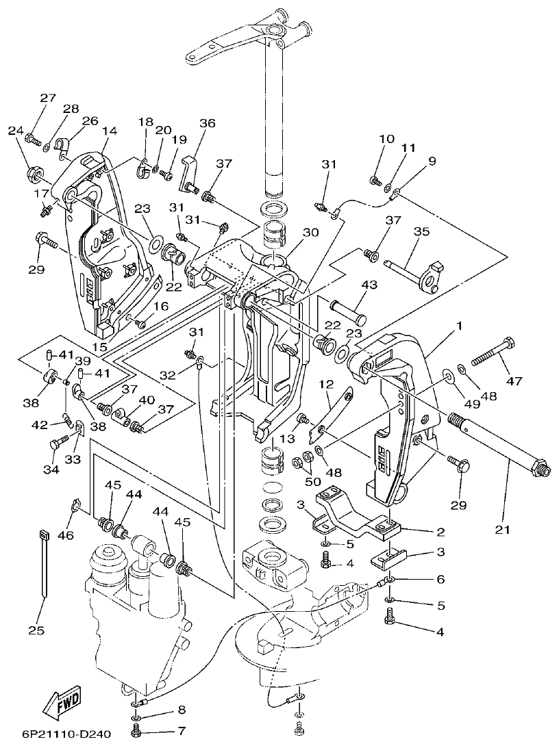 Yamaha F225BET, FL225BET BRACKET 1 parts diagram